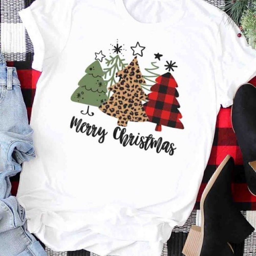 Leopard Print Christmas Tree Tee - Picture 2 of 3